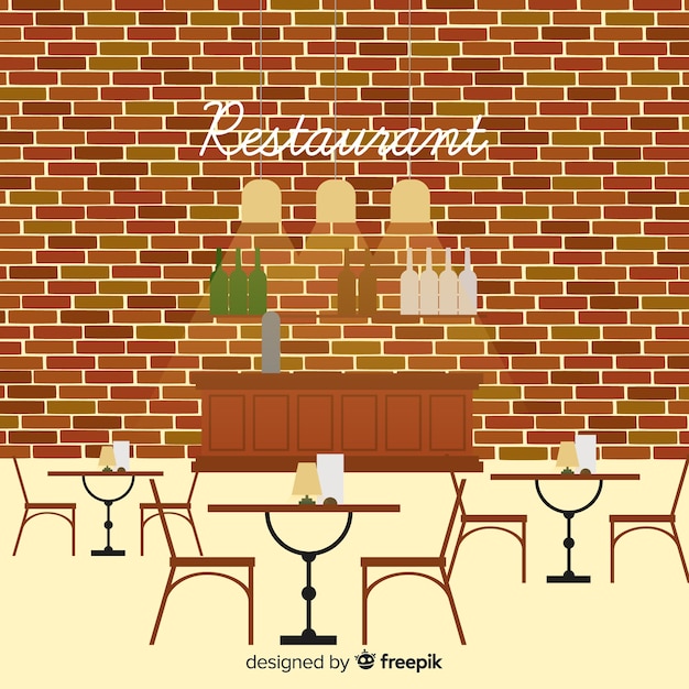 Free Vector modern restaurant interior with flat design