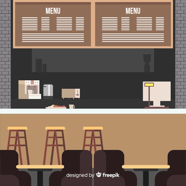 Free Vector modern restaurant interior with flat design