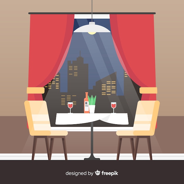 Free Vector modern restaurant interior with flat design