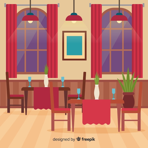 Free Vector modern restaurant interior with flat design