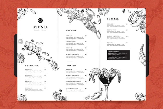 Free vector modern restaurant menu template