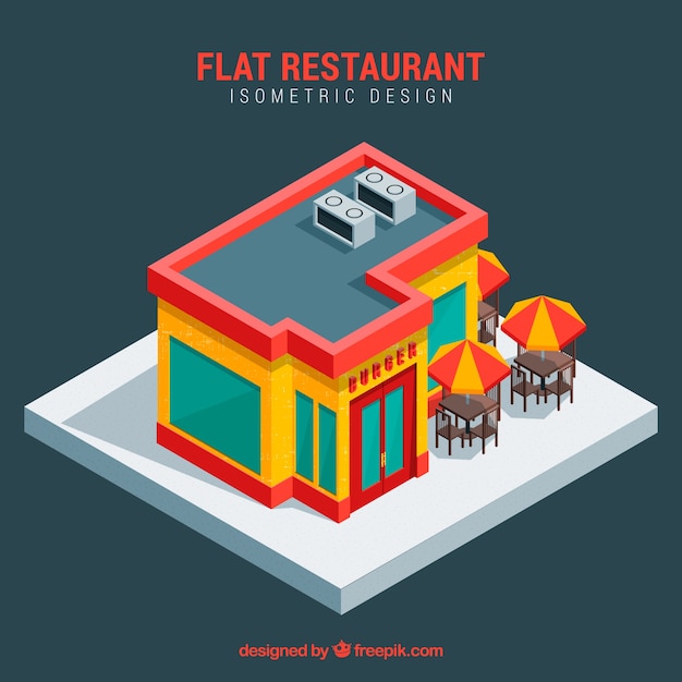 Modern restaurant with isometric perspective