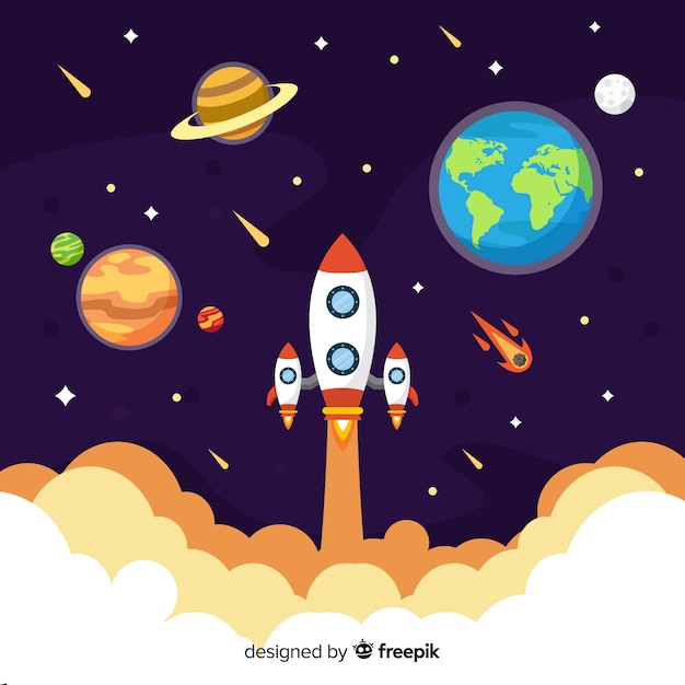 Modern rocket composition with flat design