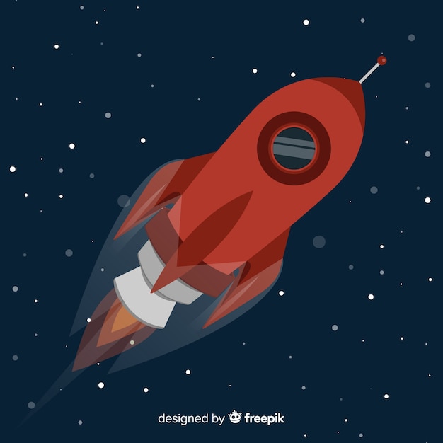 Modern rocket composition with flat design