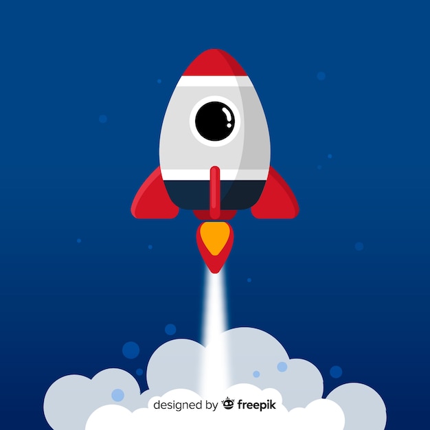 Modern rocket composition with flat design