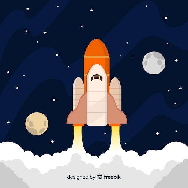 Free vector modern rocket composition with flat design