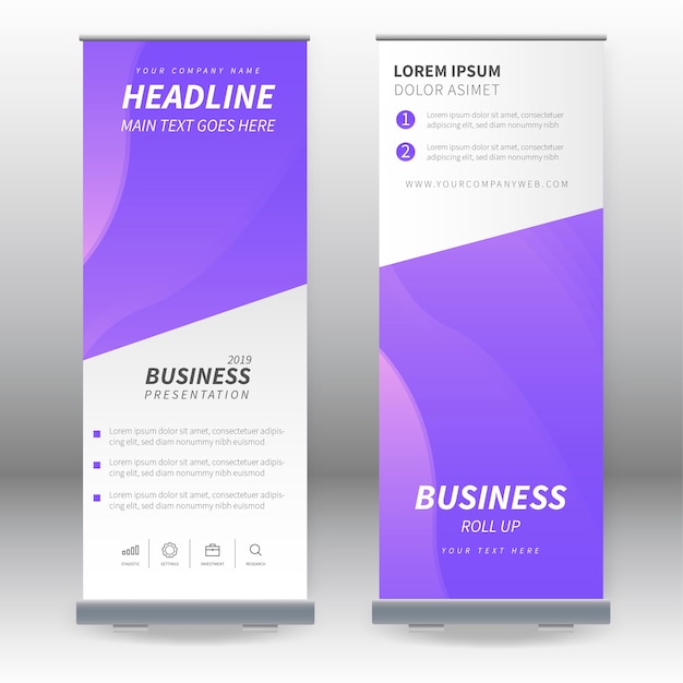 Modern roll up banners with realistic background