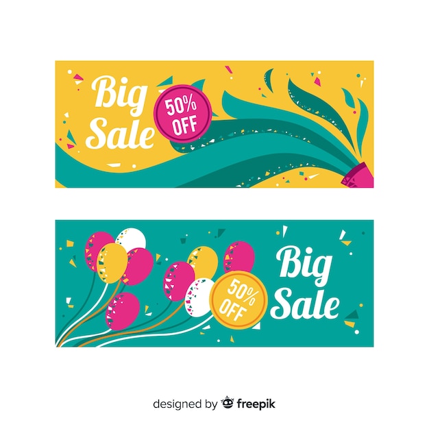 Modern sale banners with flat design