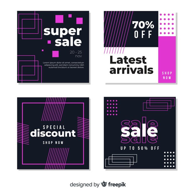 Modern sales banners collection for social media