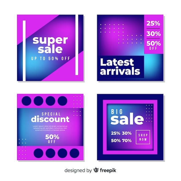 Modern sales banners collection for social media