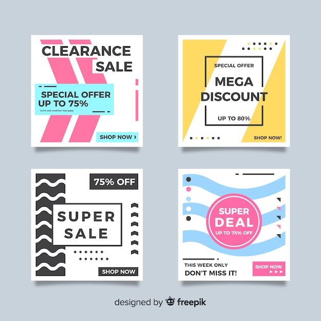 Modern sales banners for social media