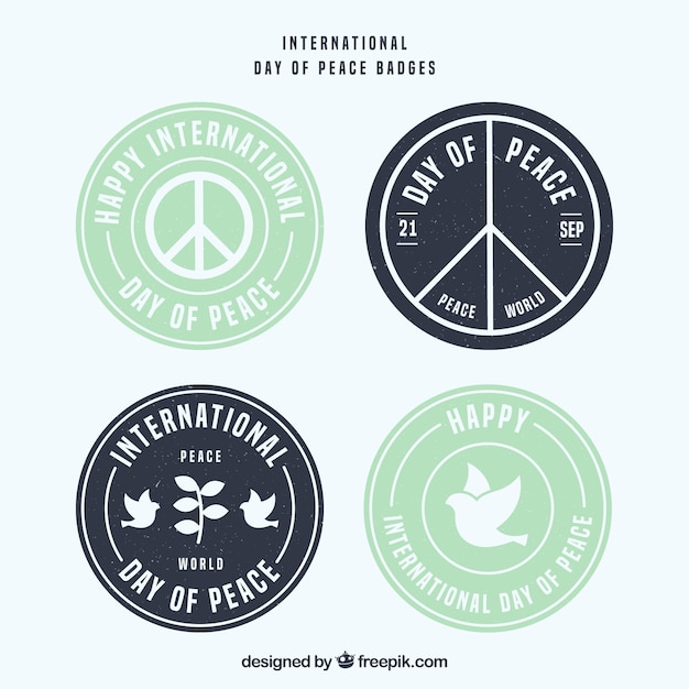 Free Vector modern set of badges for day of peace 