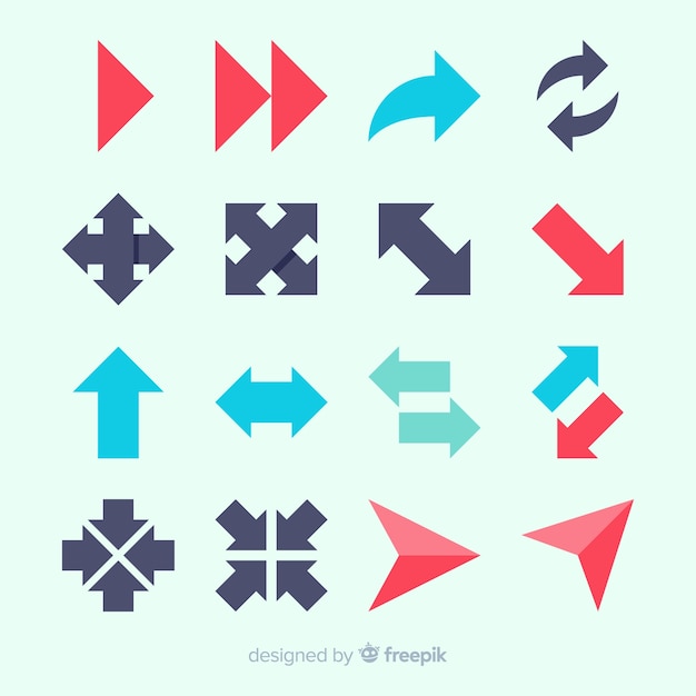 Modern set of colorful arrows with flat design