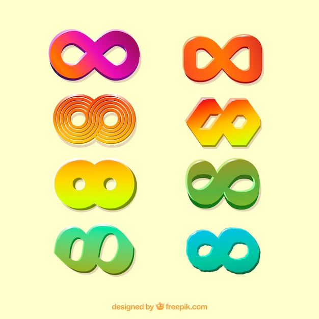 Free Vector modern set of colorful infinity symbols