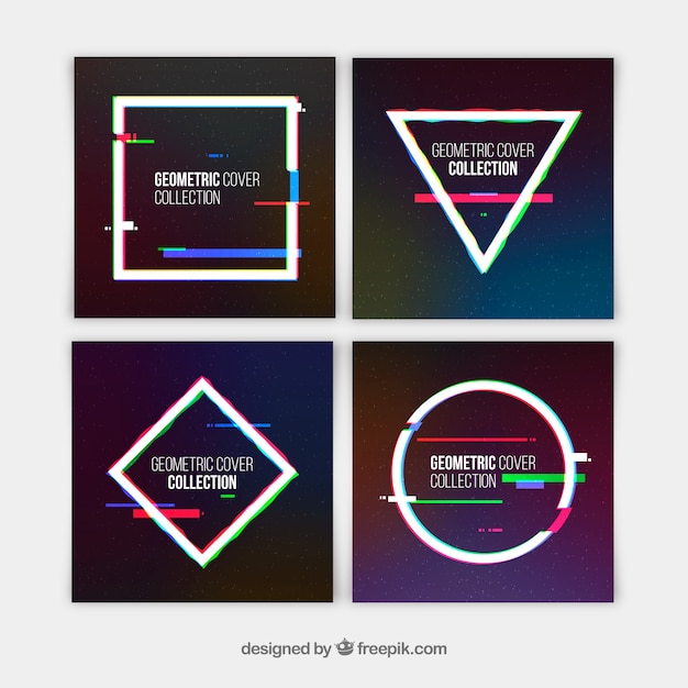 Modern set of cover templates with geometric design