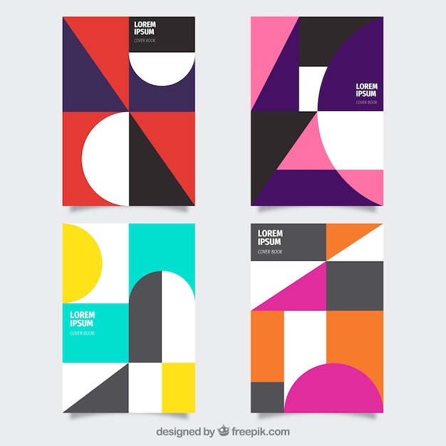 Modern set of cover templates with geometric design