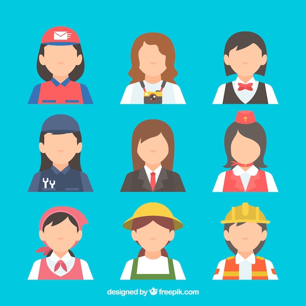 Free Vector modern set of female jobs avatars