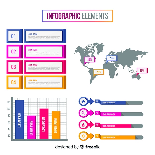 Modern set of infographics elements with flat design