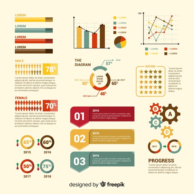 Modern set of infographics elements with flat design