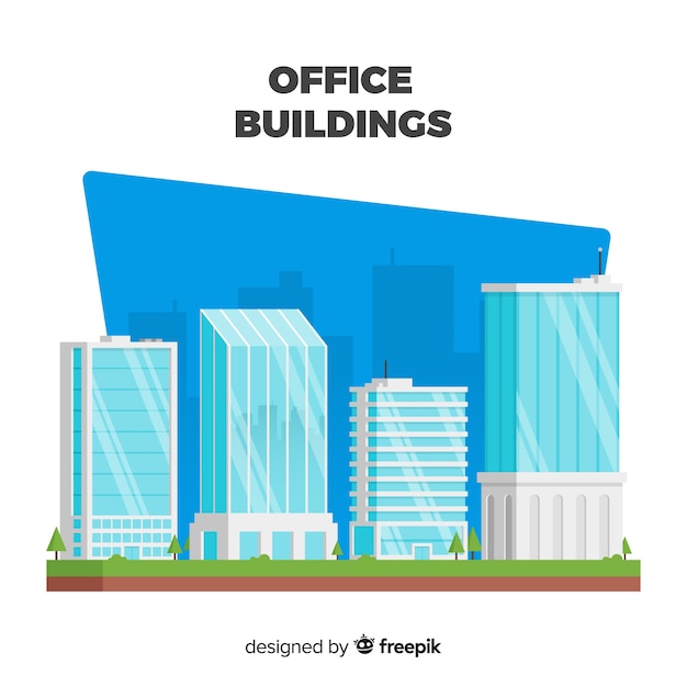 Free Vector modern set of office buildings with flat design