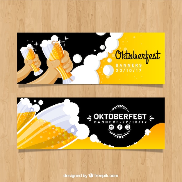 Modern set of oktoberfest banners with beer