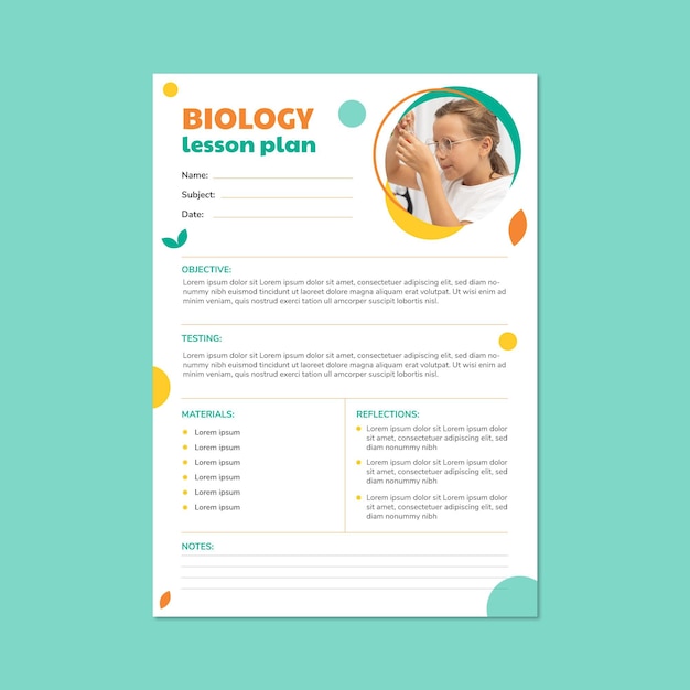 Modern simple biology science lesson plan