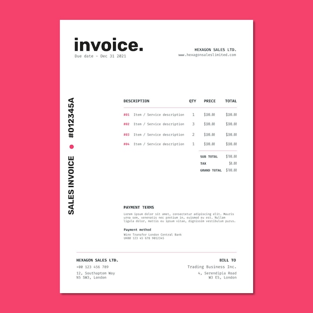 Modern simple commercial sales invoice