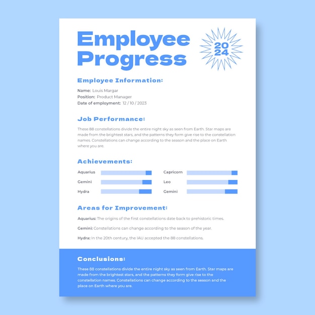 Modern simple employee progress report template