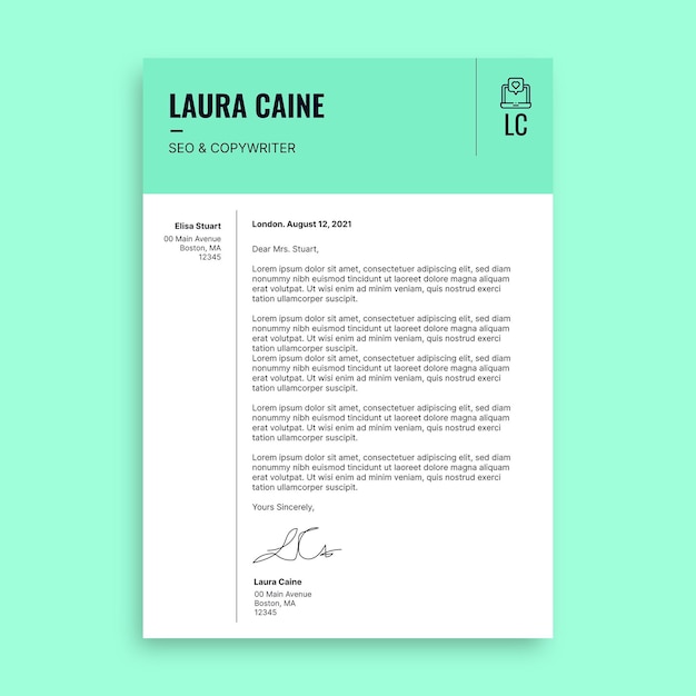 Modern simple laura copywriter & seo letter