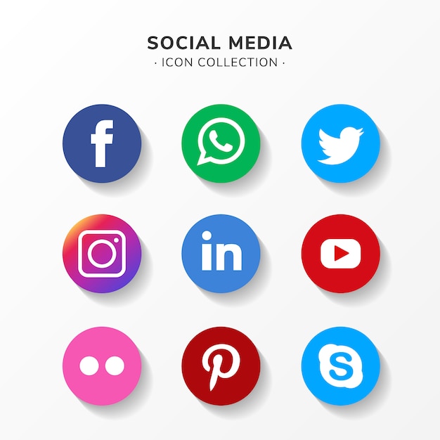 Free vector modern social media icon set in flat design