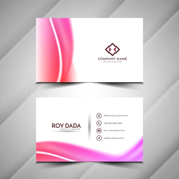 Free vector modern soft pink wave style business card template vector