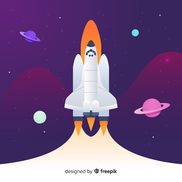 Free vector modern space rocket with flat design