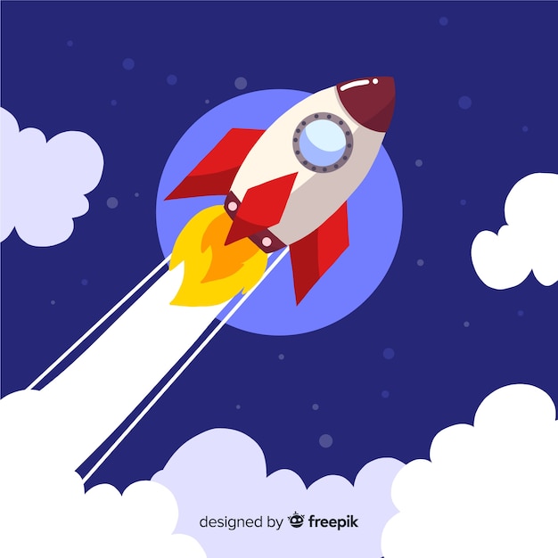 Modern space rocket with flat design