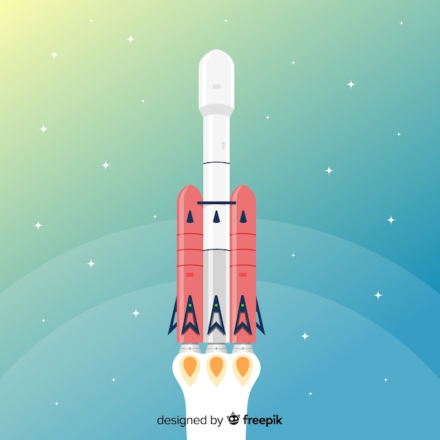 Free vector modern space rocket with flat design