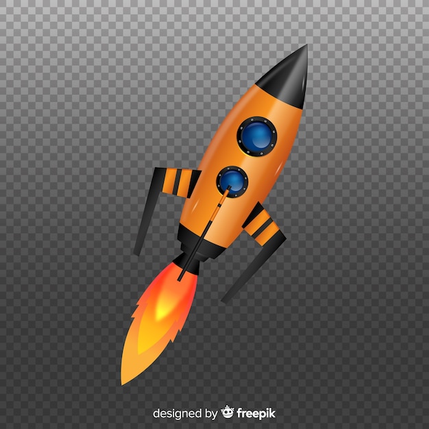 Free vector modern space rocket with realistic design