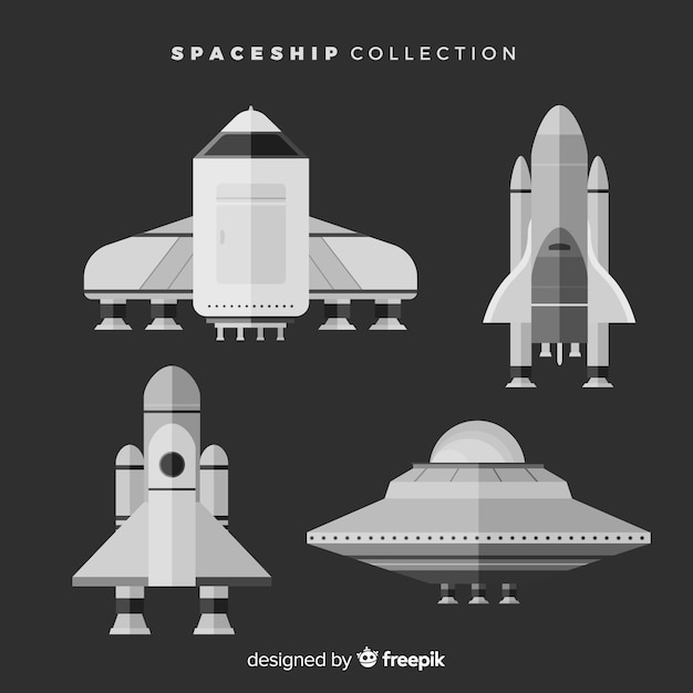 Free vector modern spaceship collection with flat design