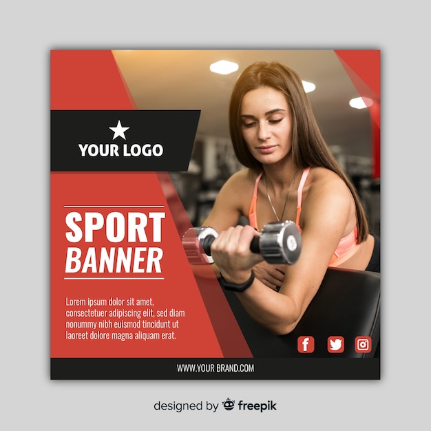 Modern sport banner with photo