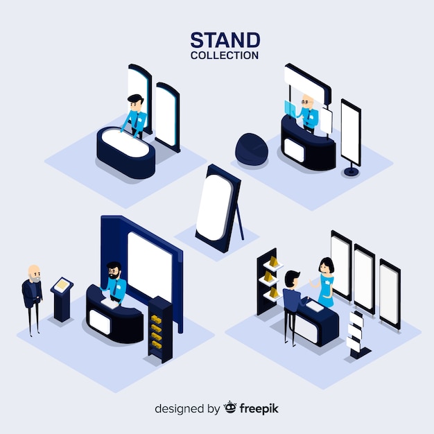 Free Vector modern stand collection with isometric view