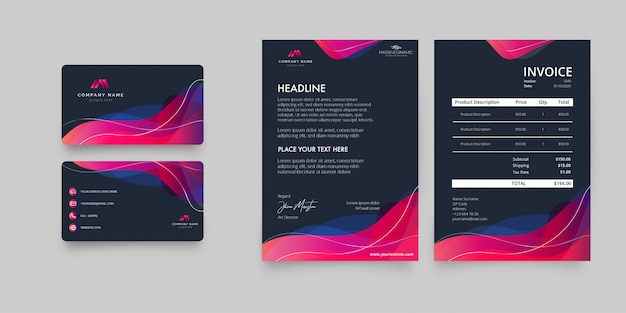 Free vector modern stationery business pack