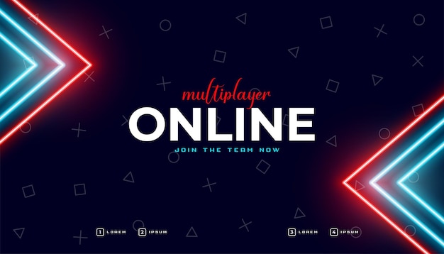 Free Vector modern streamline online game play banner with neon effect vector