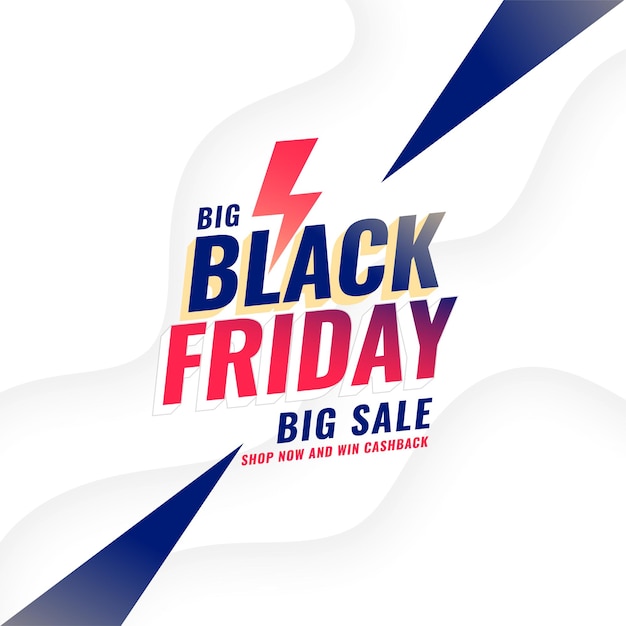 Free vector modern style black friday big sale offer background with flash design vector