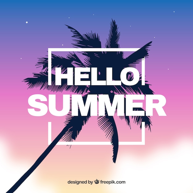 Modern summer background with palm tree