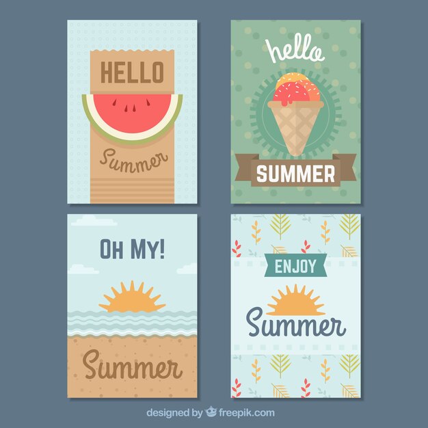 Modern summer card collection of four