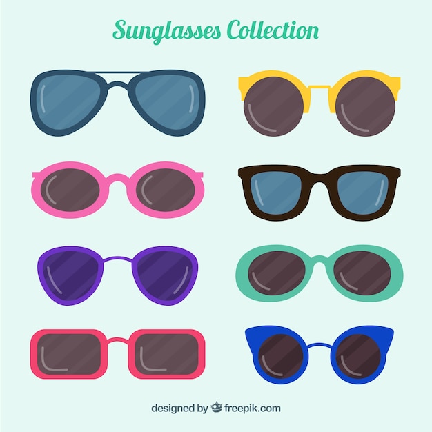 Modern sunglasses collection in flat style