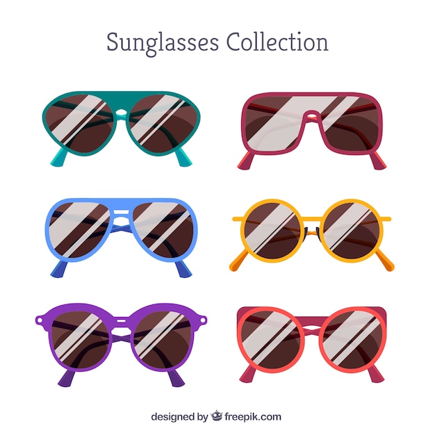 Modern sunglasses collection in flat style