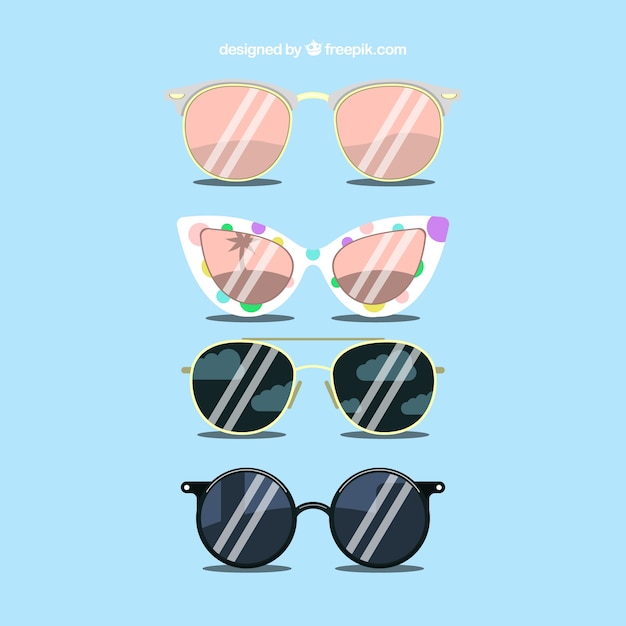 Free Vector modern sunglasses collection in flat style