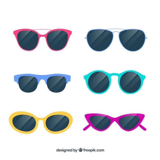 Modern sunglasses collection in flat style