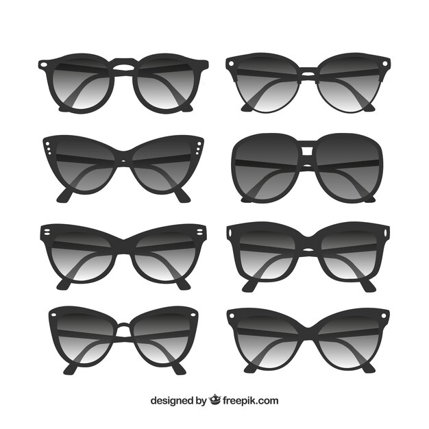 Modern sunglasses collection in flat style