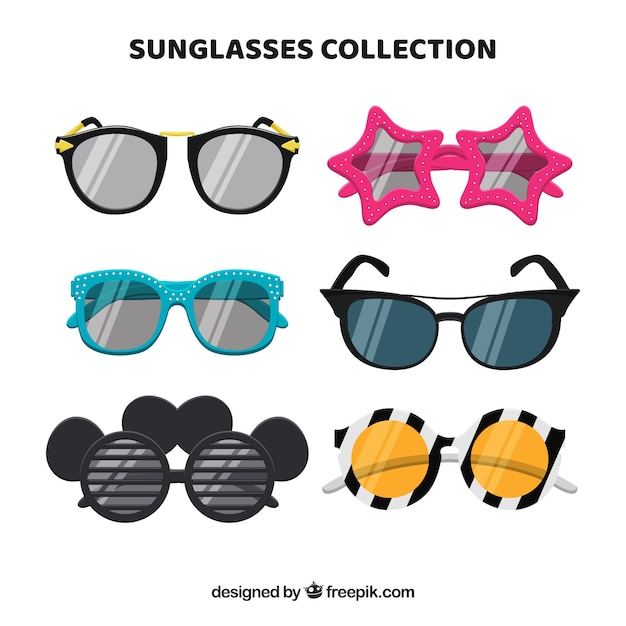 Modern sunglasses collection in flat style