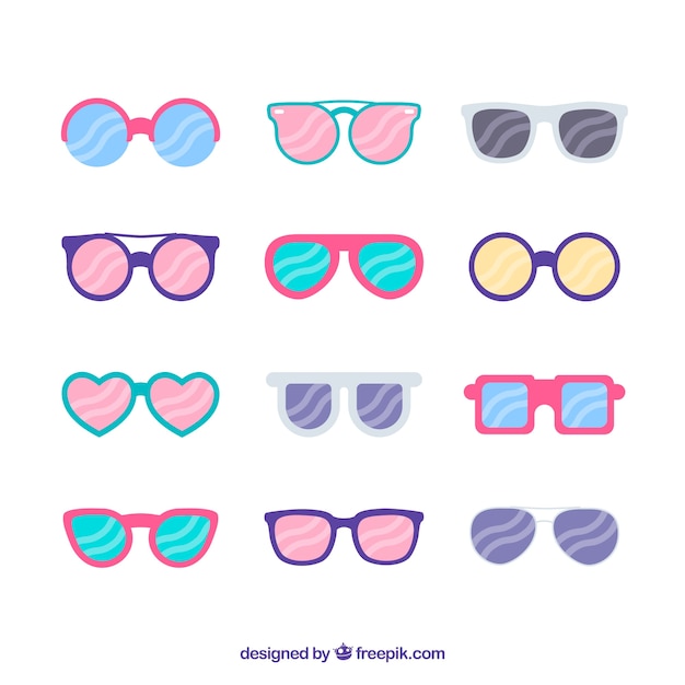 Modern sunglasses collection in flat style